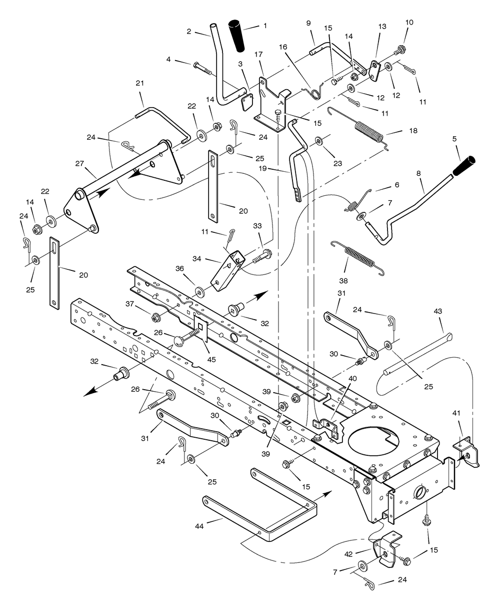 Mower Housing Suspension Diagram and Parts List for 385002X78B 2005 Briggs and Stratton Lawn Tractor